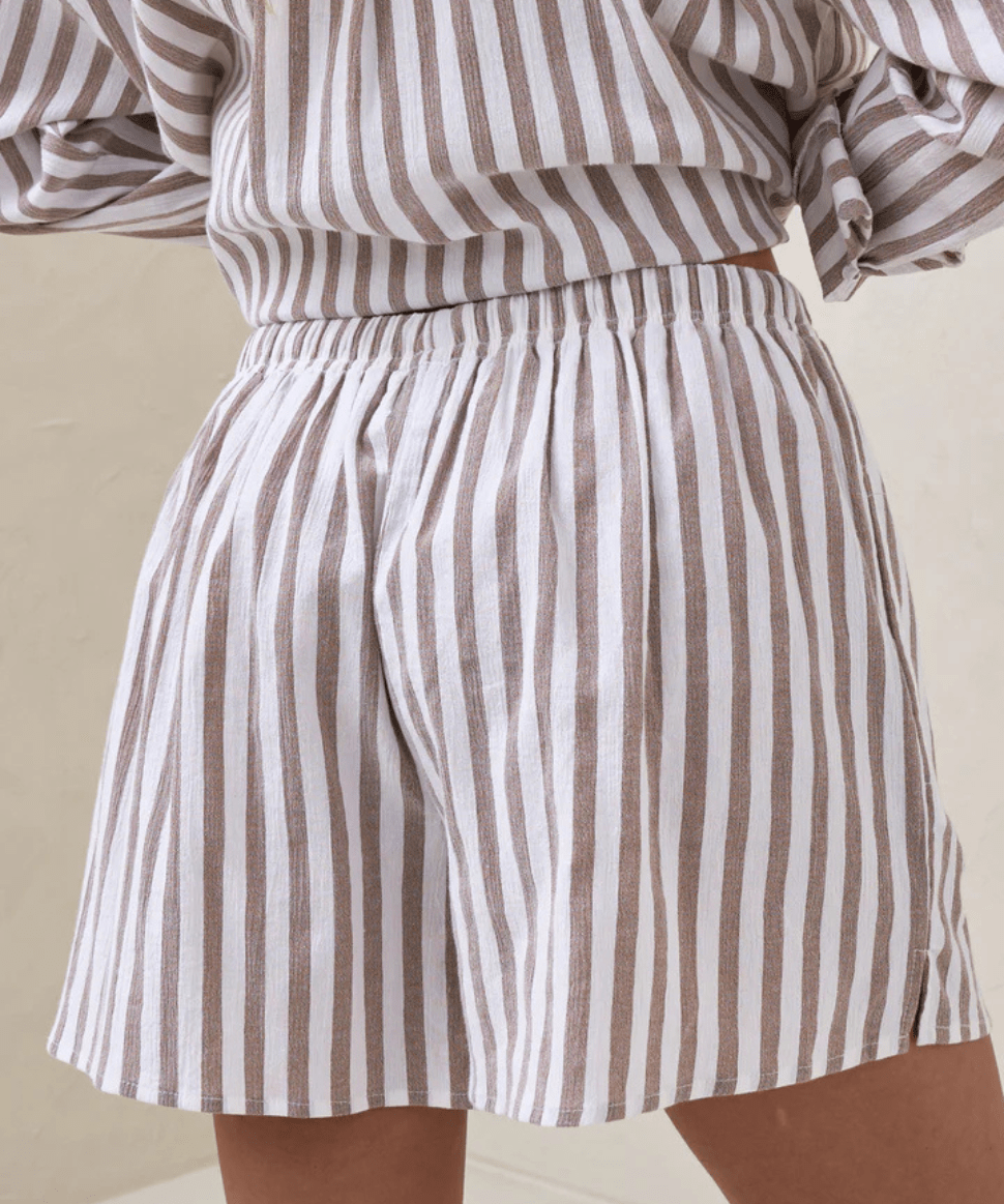 Perpetual Stripe Short - Mocha Stripe BAE the label Maternity and Nursing Preggi Central Maternity Shop