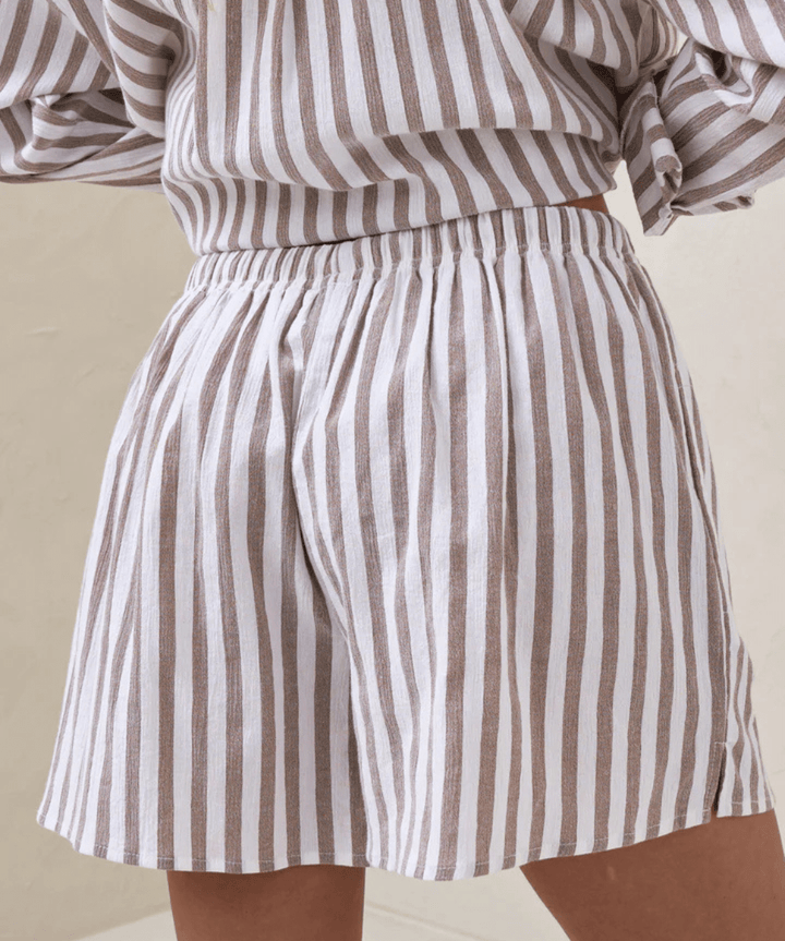 Perpetual Stripe Short - Mocha Stripe BAE the label Maternity and Nursing Preggi Central Maternity Shop