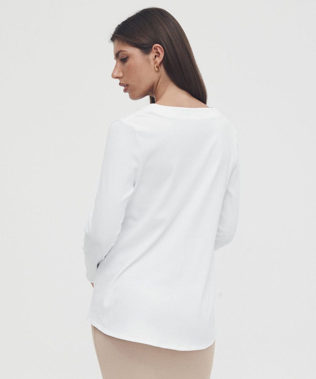 Ribbed Henley Top in White Legoe Heritage Maternity and Nursing Preggi Central Maternity Shop