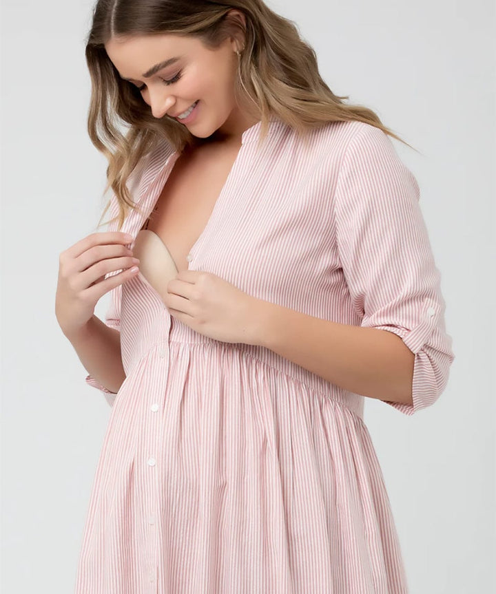 Sam Stripe Dress in Terracotta/White Ripe Maternity Maternity and Nursing Preggi Central Maternity Shop