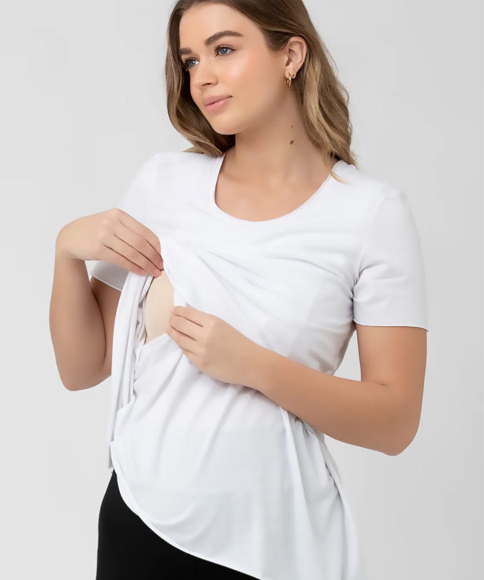 Short Sleeve Raw Edge Nursing Top Ripe Maternity Maternity and Nursing Preggi Central Maternity Shop