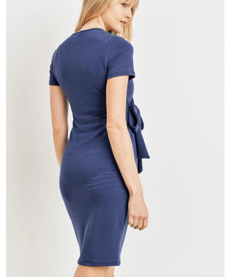 Terry Surplice Wrap Short Sleeve Nursing Dress Hello Miz Maternity and Nursing Preggi Central Maternity Shop