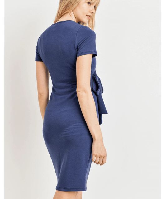 Terry Surplice Wrap Short Sleeve Nursing Dress Hello Miz Maternity and Nursing Preggi Central Maternity Shop