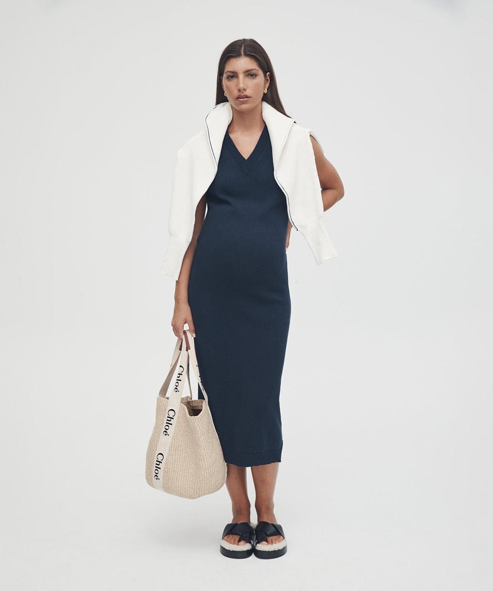V Neck Knit Shift Dress Legoe Heritage Maternity and Nursing Preggi Central Maternity Shop