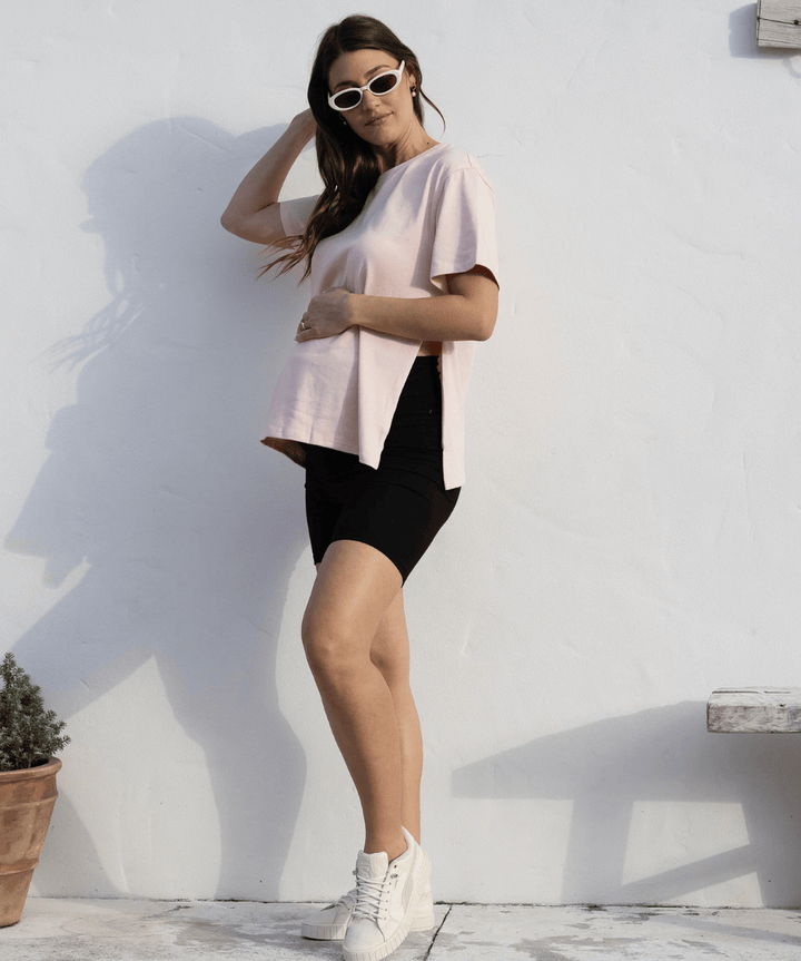Vera Essential Maternity/Nursing Cotton Tee in Soft Pink Angel Maternity Maternity and Nursing Preggi Central Maternity Shop
