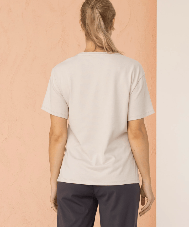 Vera Maternity &amp; Nursing Cotton Tee – Stone White | Pregnancy Top Angel Maternity Maternity and Nursing Preggi Central Maternity Shop