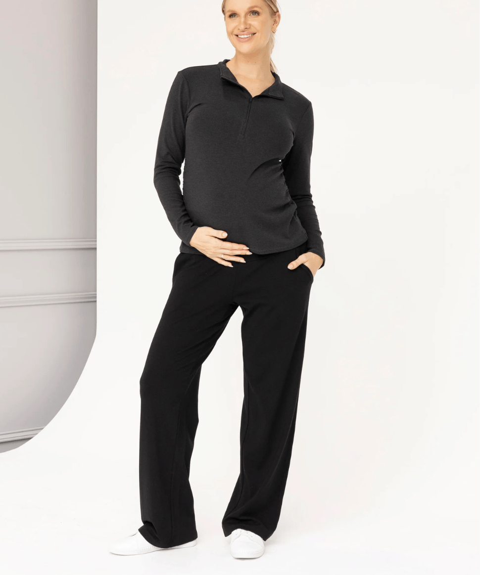 Black Maternity Relaxed Lounge Pants – Comfortable Pregnancy &amp; Postpartum Loungewear Angel Maternity Maternity 08593878398 Preggi Central Maternity Shop