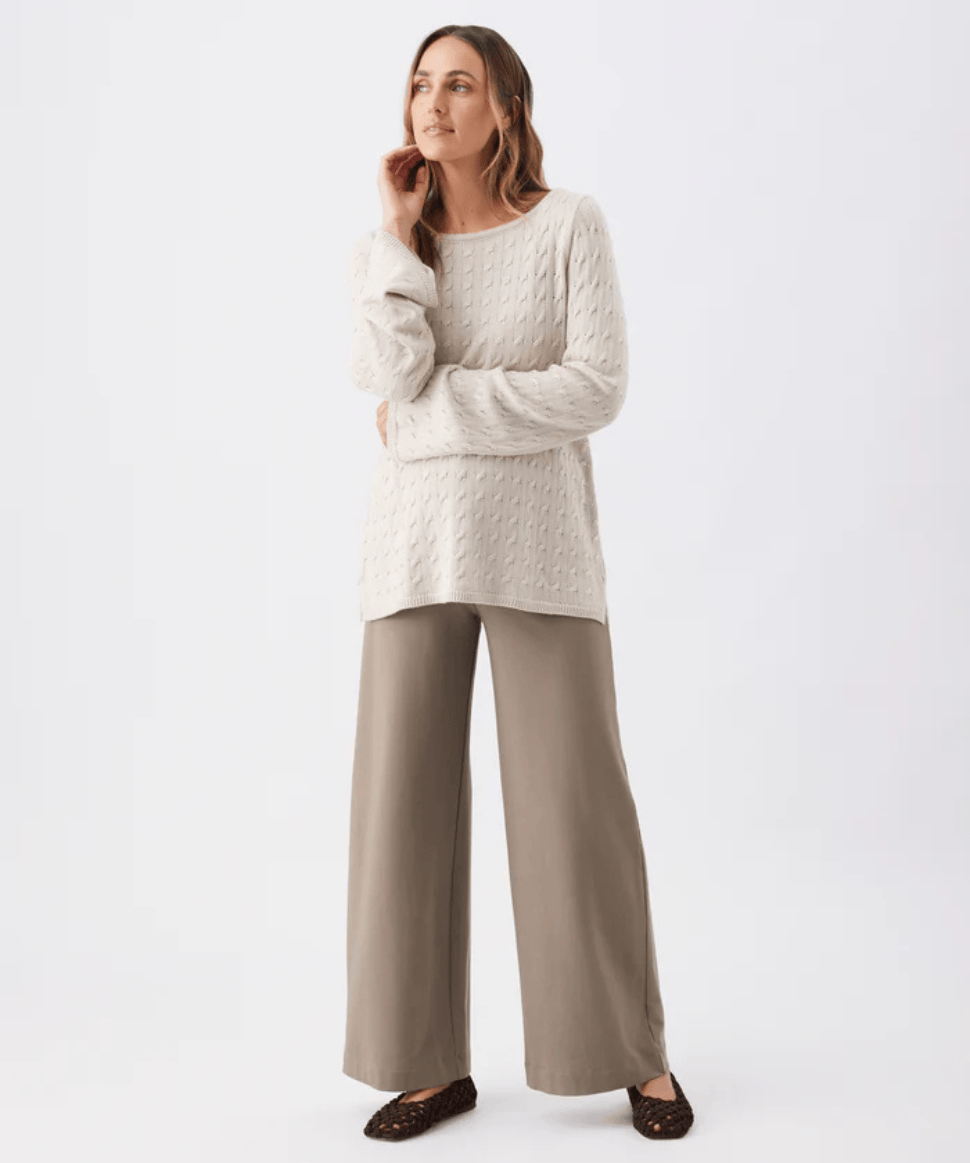 Carla Cable Nursing Knit Fawn Ripe Maternity Maternity Preggi Central Maternity Shop