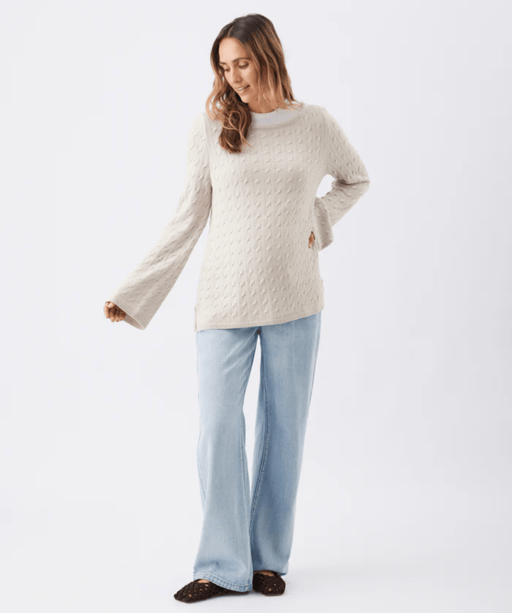 Carla Cable Nursing Knit Fawn Ripe Maternity Maternity Preggi Central Maternity Shop
