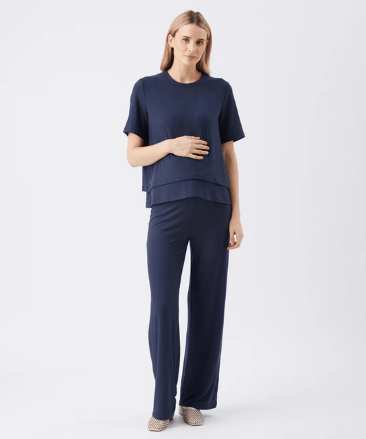 Cindy Rib Pant Navy Ripe Maternity Maternity Preggi Central Maternity Shop