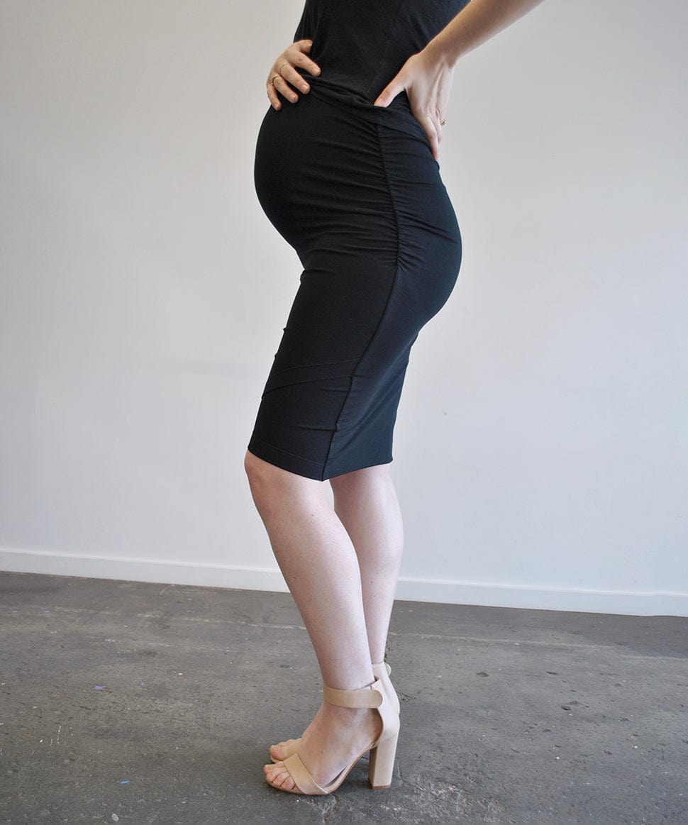 Cross-Front Knee Length Maternity Skirt – Preggi Central