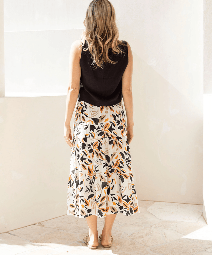 Ellie Maternity Shirred Maxi Skirt in Orange Leaf Angel Maternity Maternity Preggi Central Maternity Shop