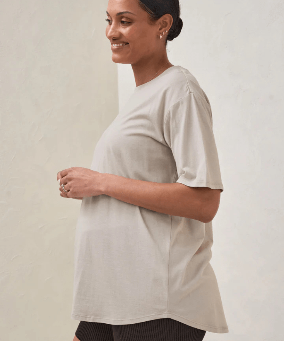 Into It Crew Tee - Soft Stone BAE the label Maternity Preggi Central Maternity Shop