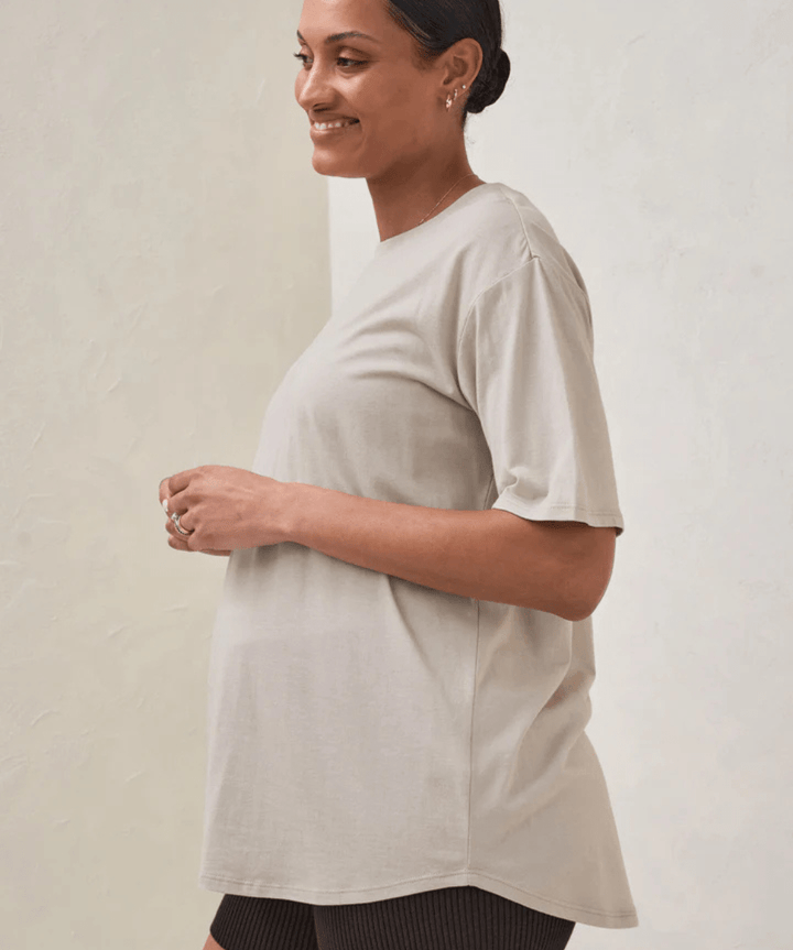 Into It Crew Tee - Soft Stone BAE the label Maternity Preggi Central Maternity Shop