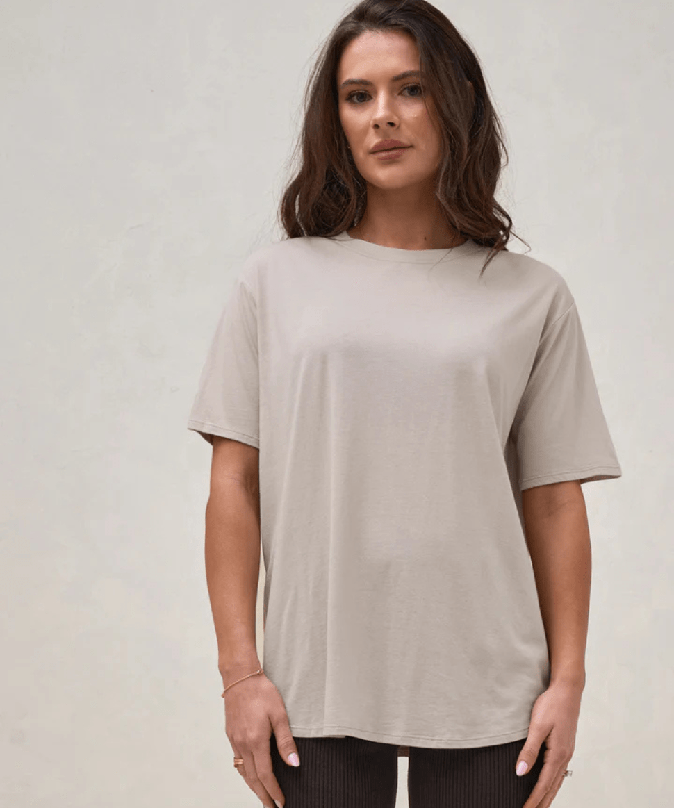 Into It Crew Tee - Soft Stone BAE the label Maternity Preggi Central Maternity Shop