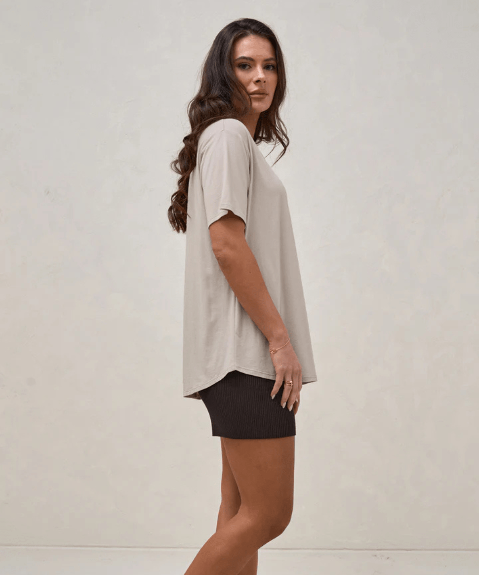 Into It Crew Tee - Soft Stone BAE the label Maternity Preggi Central Maternity Shop