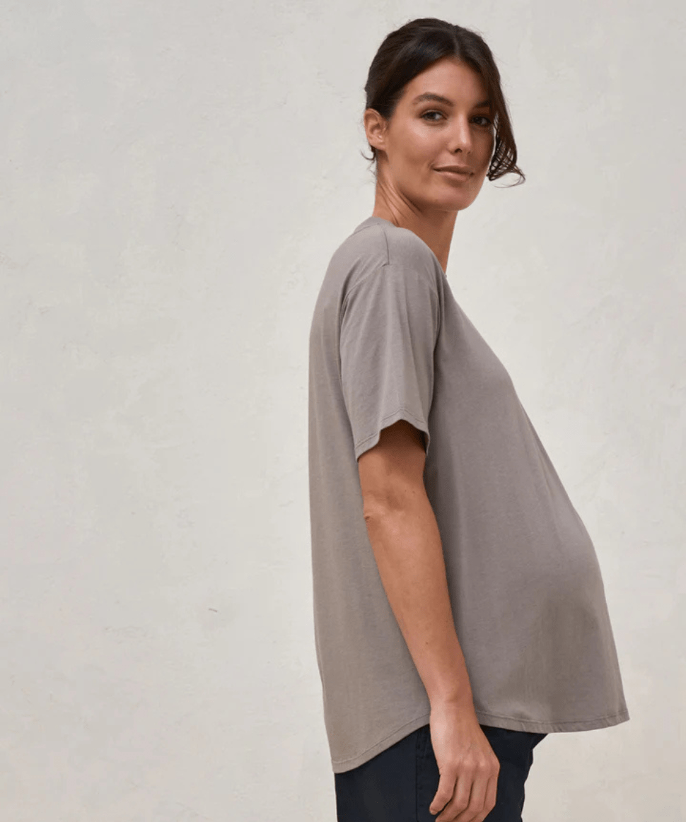 Into It Crew Tee - Washed Khaki BAE the label Maternity Preggi Central Maternity Shop