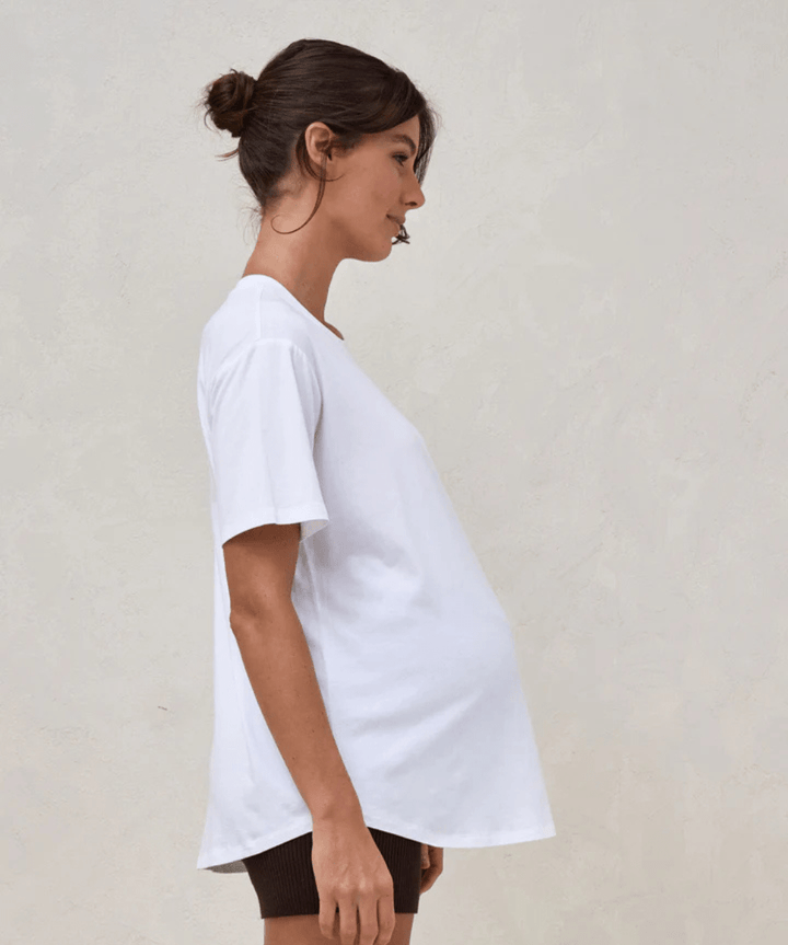 Into It Crew Tee - White BAE the label Maternity Preggi Central Maternity Shop