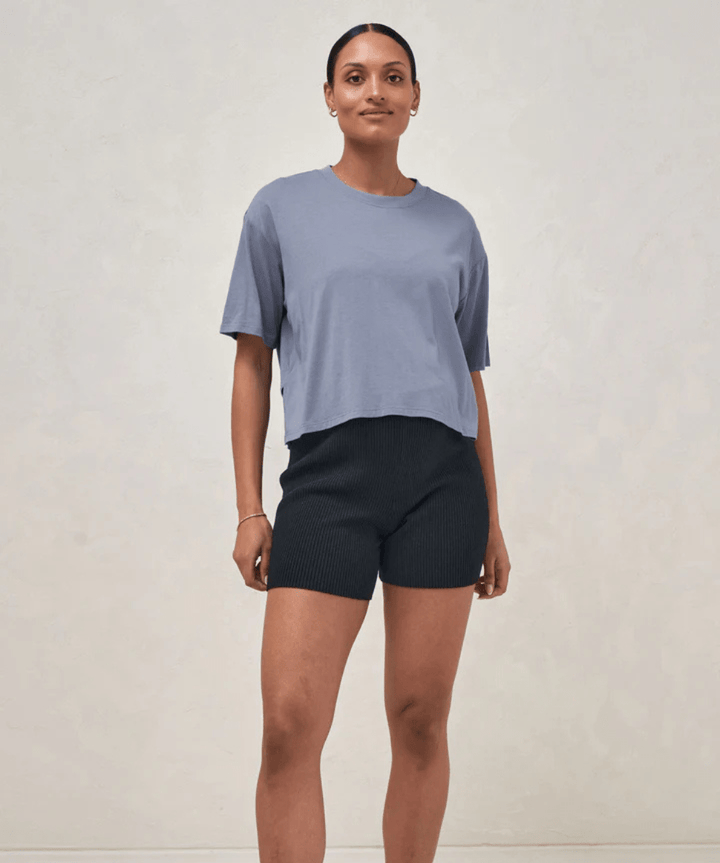 Into It Crop Tee - Blue BAE the label Maternity Preggi Central Maternity Shop
