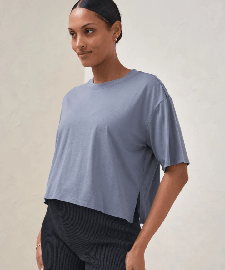 Into It Crop Tee - Blue BAE the label Maternity Preggi Central Maternity Shop