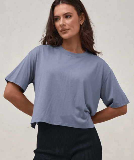 Into It Crop Tee - Blue BAE the label Maternity Preggi Central Maternity Shop