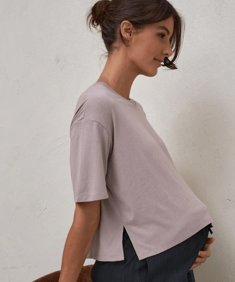 Into It Crop Tee - Taupe BAE the label Maternity Preggi Central Maternity Shop