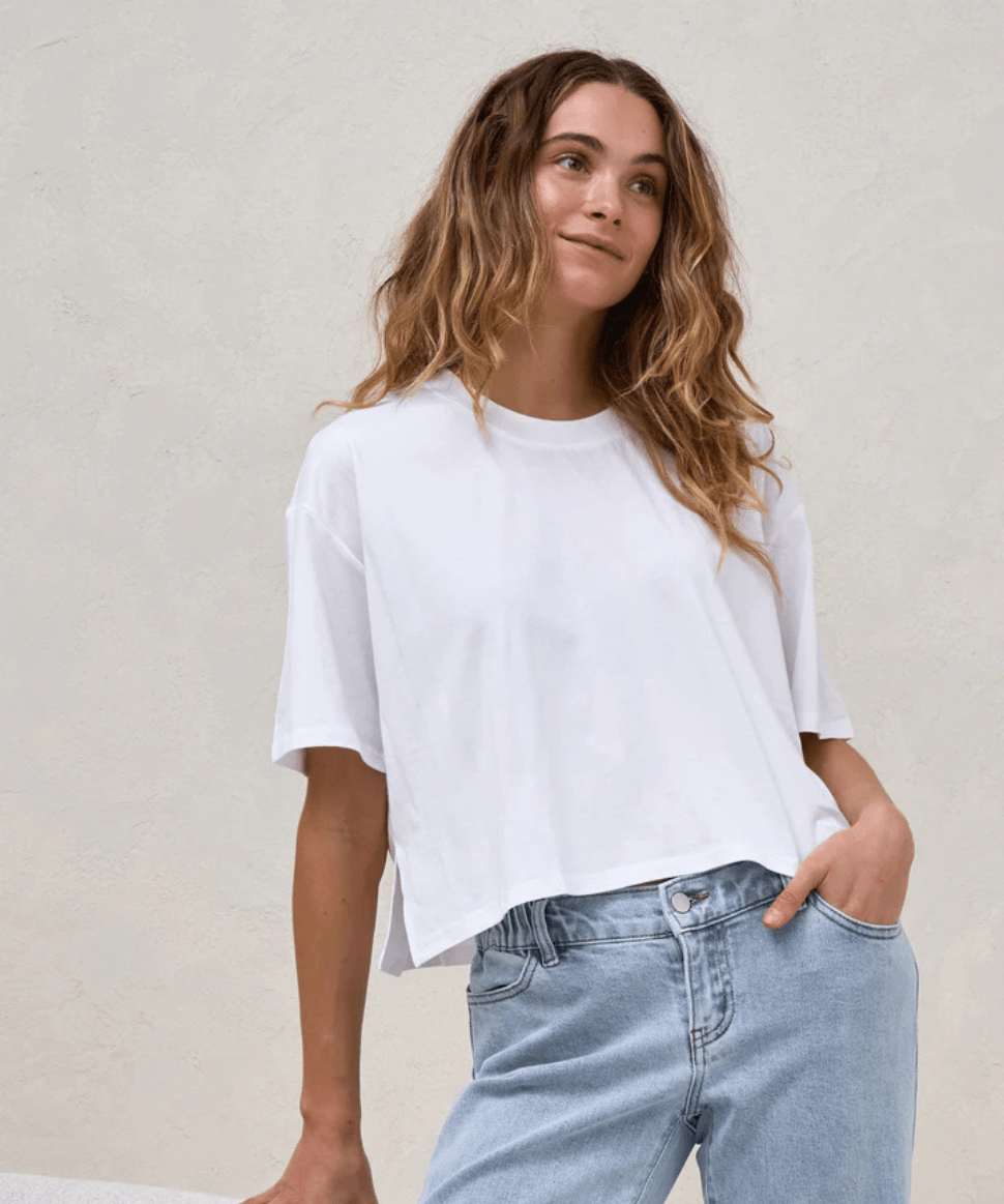 Into It Crop Tee - White BAE the label Maternity Preggi Central Maternity Shop