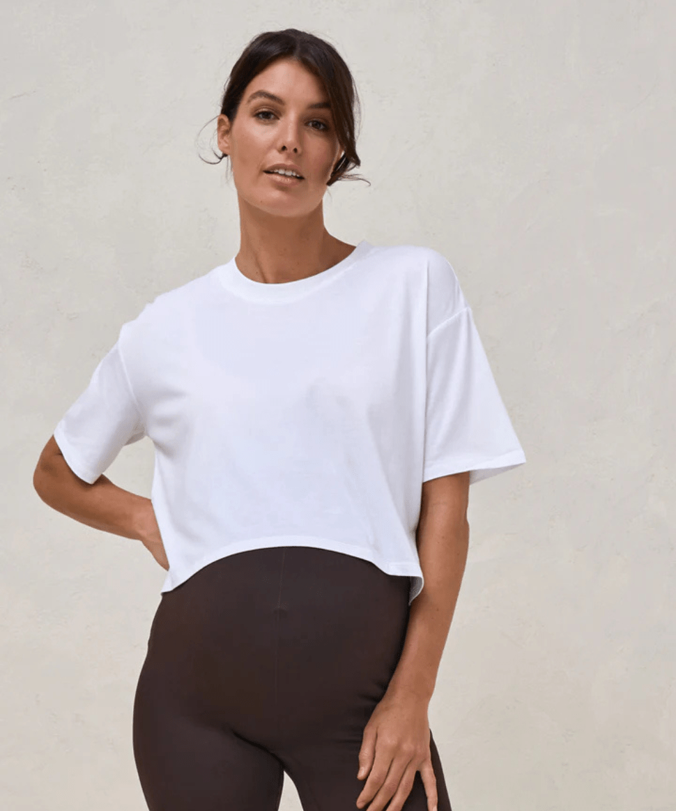 Into It Crop Tee - White BAE the label Maternity Preggi Central Maternity Shop