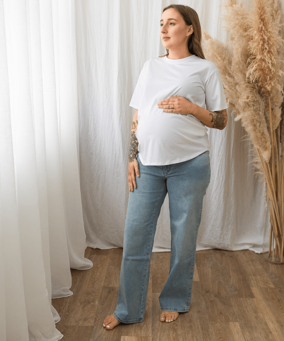 Kyle Wide Leg Jean Light Blue Ripe Maternity Maternity Preggi Central Maternity Shop