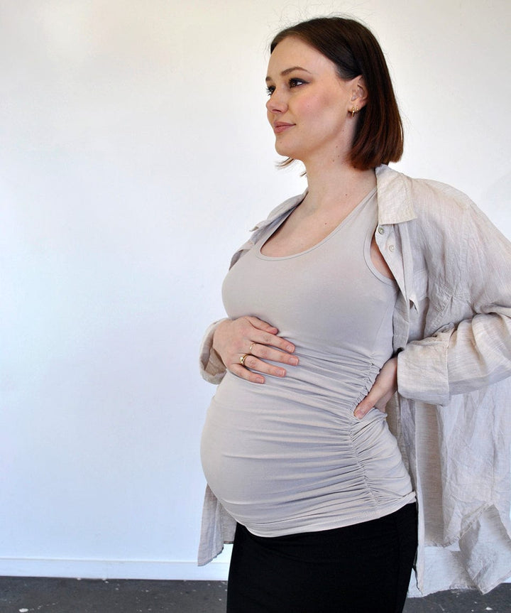 Long-Length Ruched Maternity Tank Top Around April Maternity Preggi Central Maternity Shop