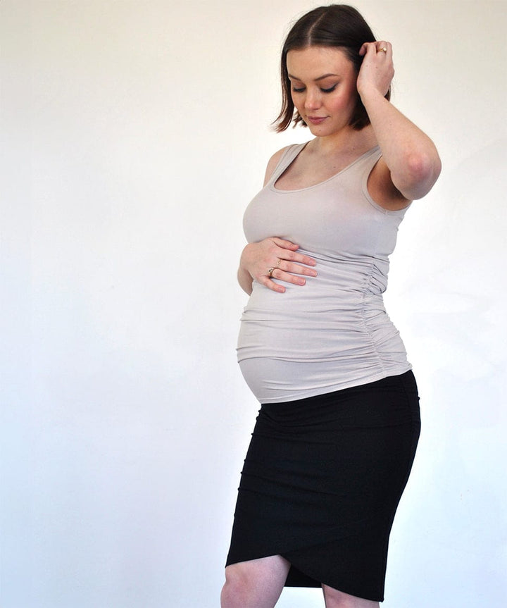 Long-Length Ruched Maternity Tank Top Around April Maternity Preggi Central Maternity Shop