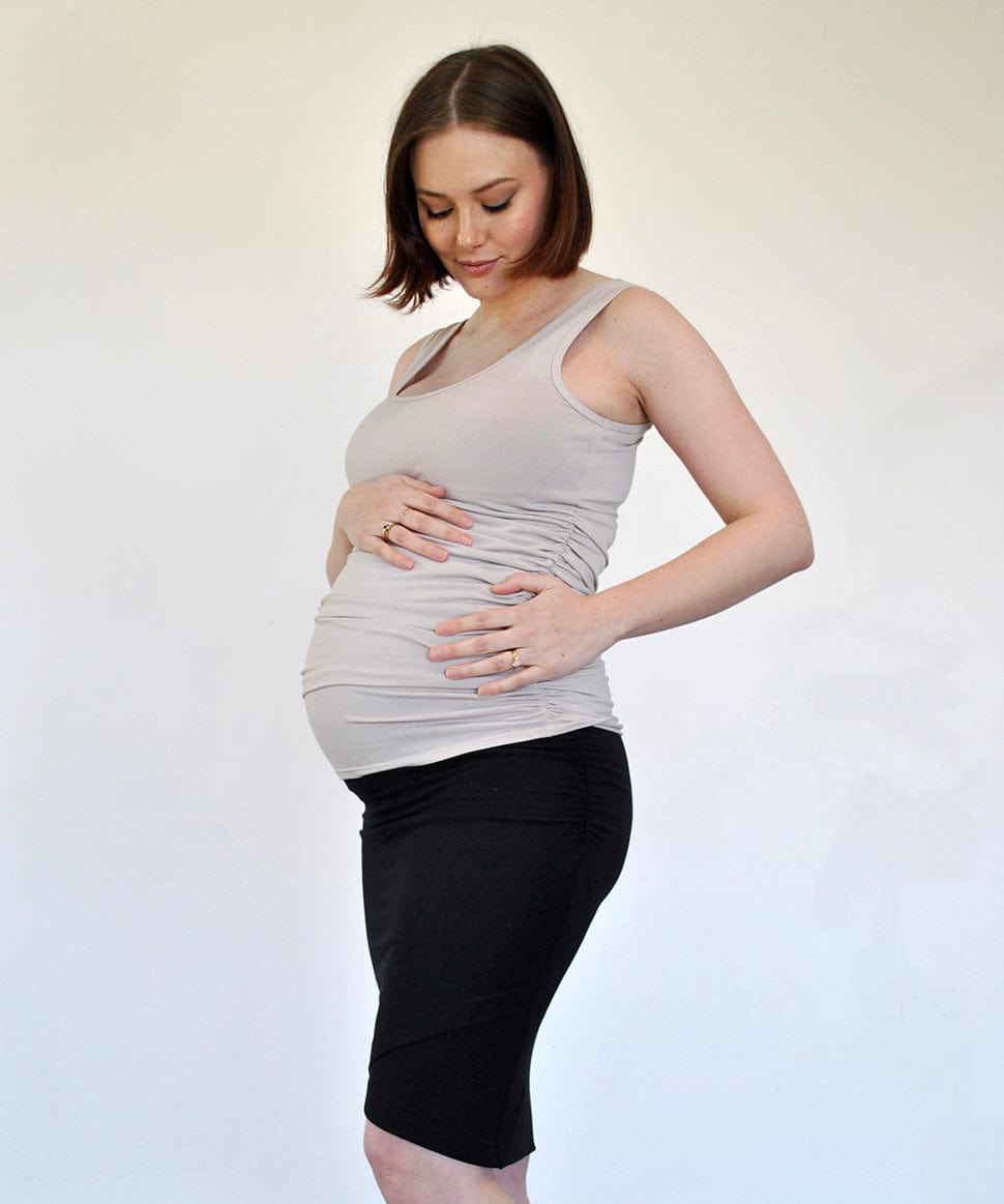 Long-Length Ruched Maternity Tank Top Around April Maternity Preggi Central Maternity Shop