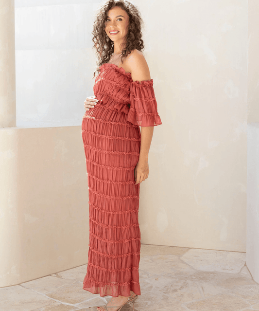 Marisol 2 piece Maternity Photoshoot Dress in Crimson Glow Angel Maternity Maternity Preggi Central Maternity Shop