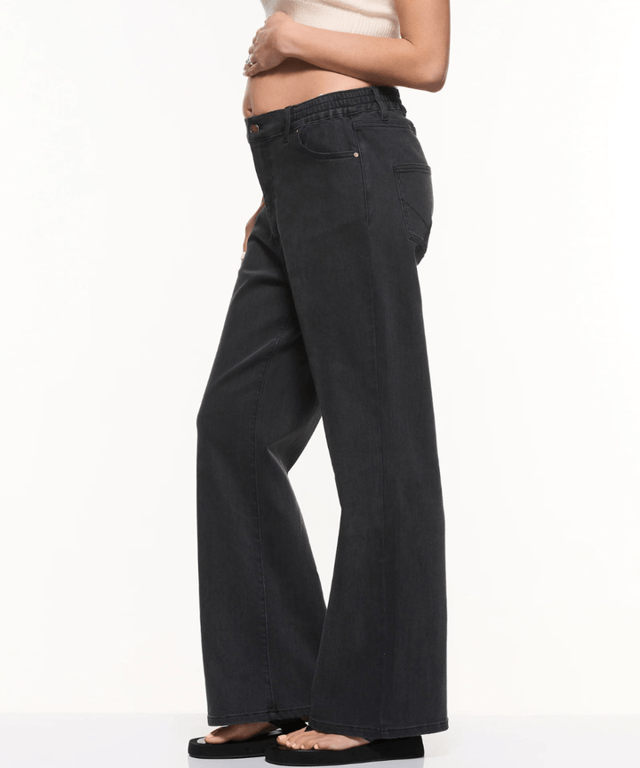 Relaxed Wide Leg Jeans - Black Wash Soon Maternity Maternity Preggi Central Maternity Shop
