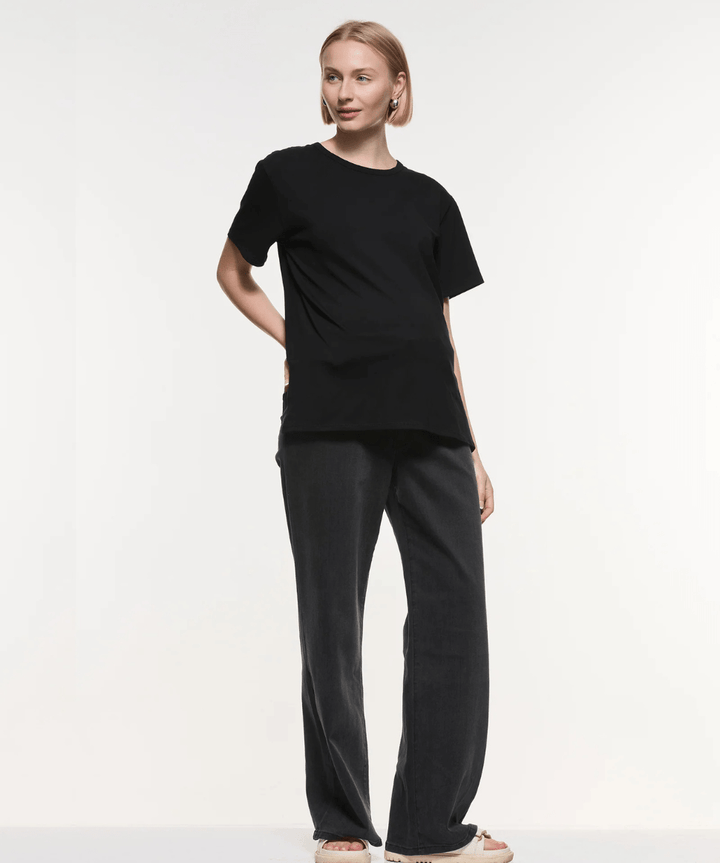 Relaxed Wide Leg Jeans - Black Wash Soon Maternity Maternity Preggi Central Maternity Shop