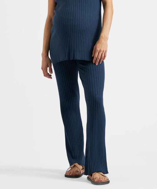 Sienna Rib Knit Pant French Navy Ripe Maternity Maternity Preggi Central Maternity Shop