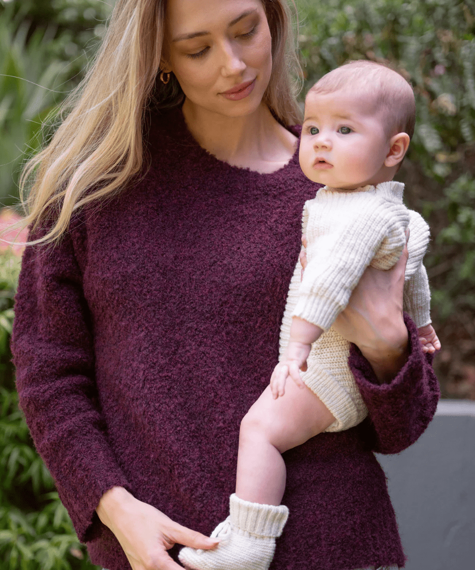 Theo Cosy Knit Burgundy Ripe Maternity Maternity Preggi Central Maternity Shop