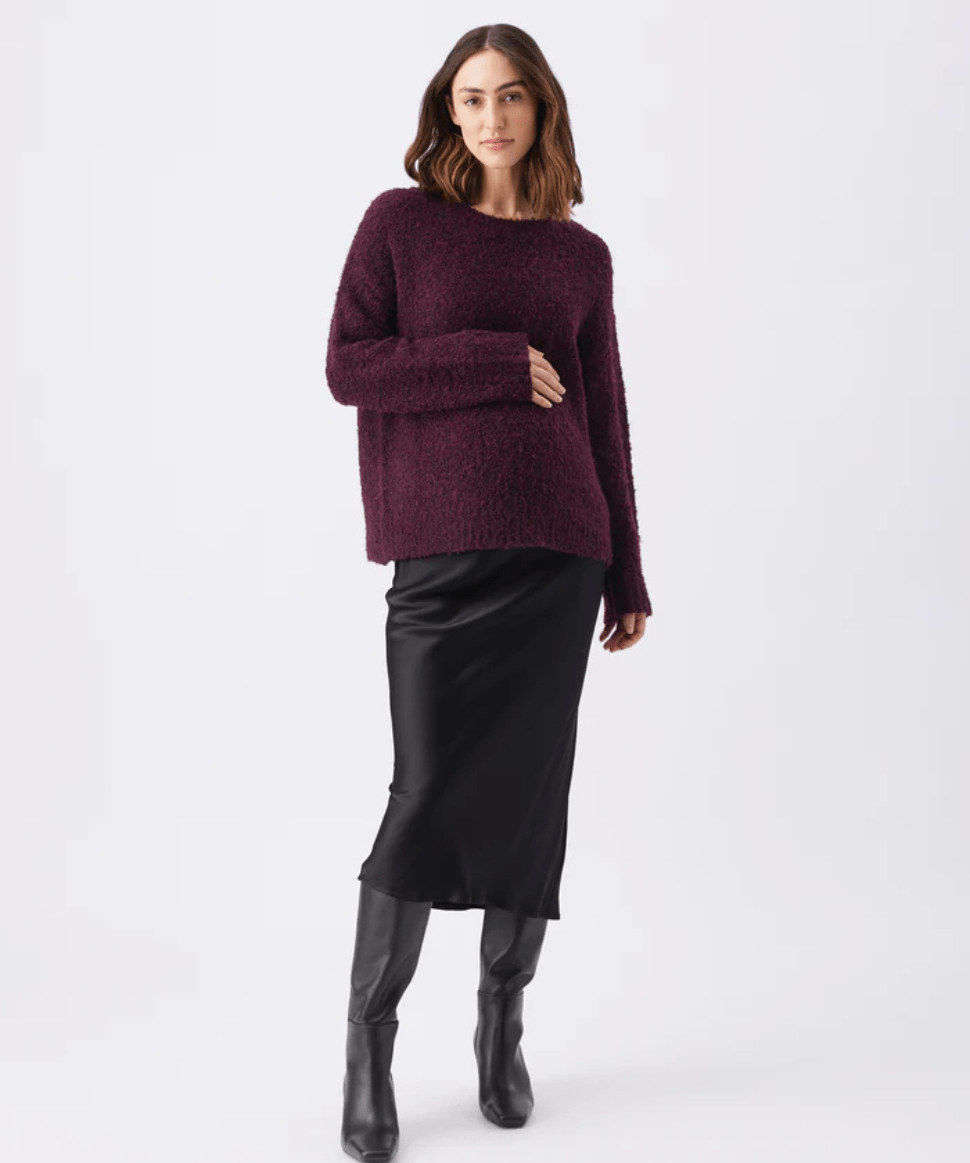 Theo Cosy Knit Burgundy Ripe Maternity Maternity Preggi Central Maternity Shop