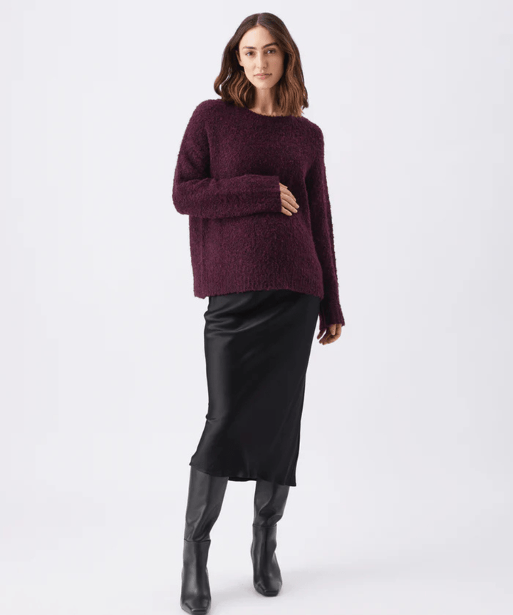 Theo Cosy Knit Burgundy Ripe Maternity Maternity Preggi Central Maternity Shop