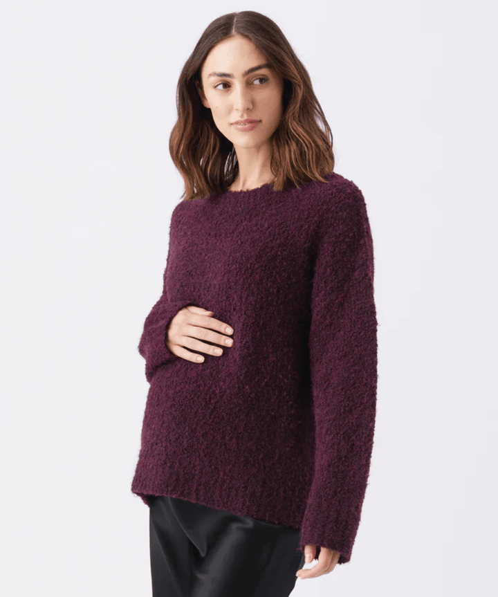 Theo Cosy Knit Burgundy Ripe Maternity Maternity Preggi Central Maternity Shop
