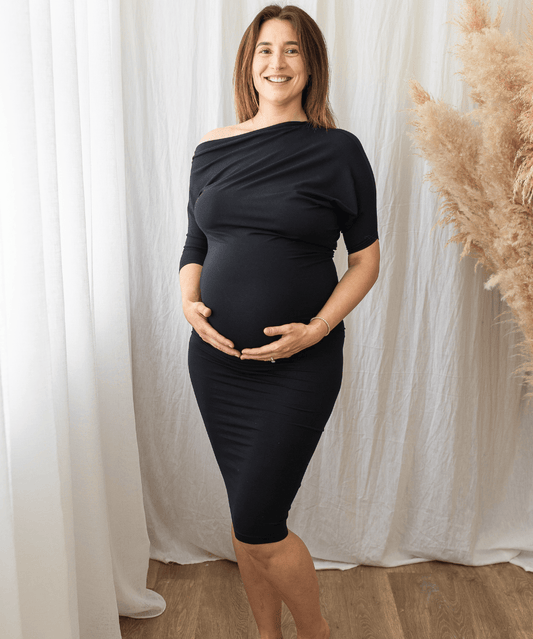 Versatile Off-Shoulder Maternity Bodycon Dress Around April Maternity Preggi Central Maternity Shop