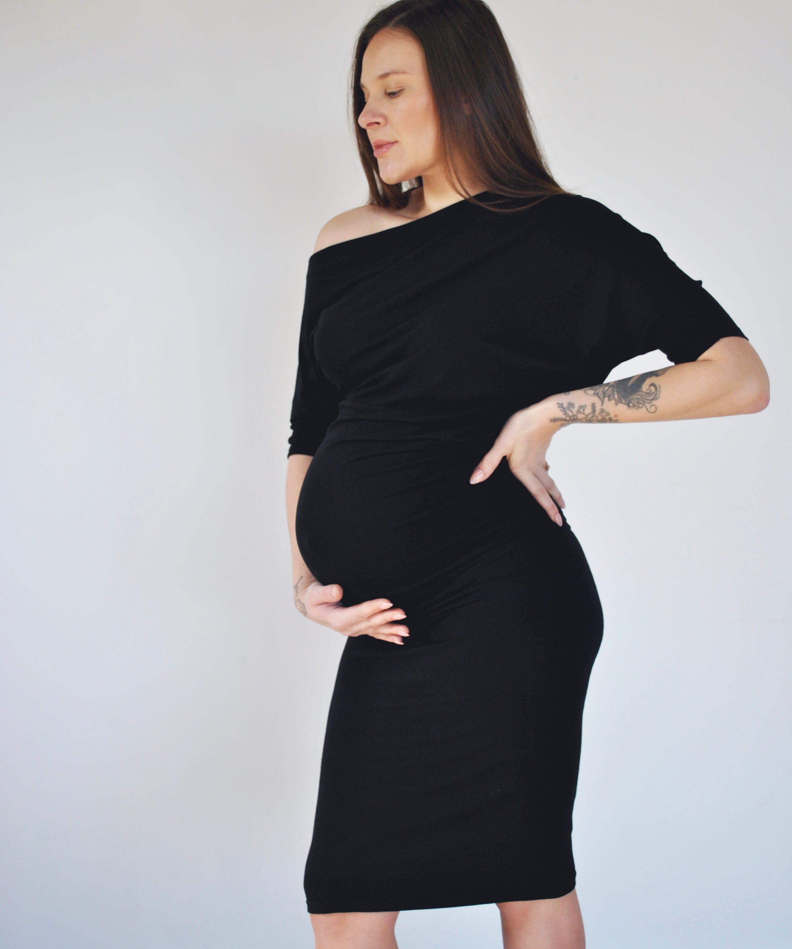 Versatile Off-Shoulder Maternity Bodycon Dress Preggi Central Versatile Off-Shoulder Maternity Bodycon Dress Preggi Central