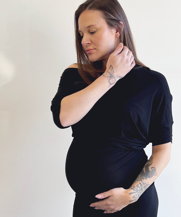 Versatile Off-Shoulder Maternity Bodycon Dress Around April Maternity Preggi Central Maternity Shop
