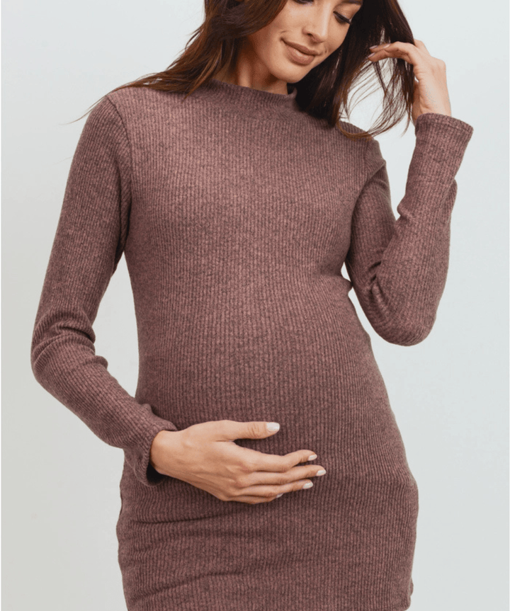 Mock Neck Long Sleeve Maternity Ribbed Top Hello Miz Preggi Central Maternity Shop
