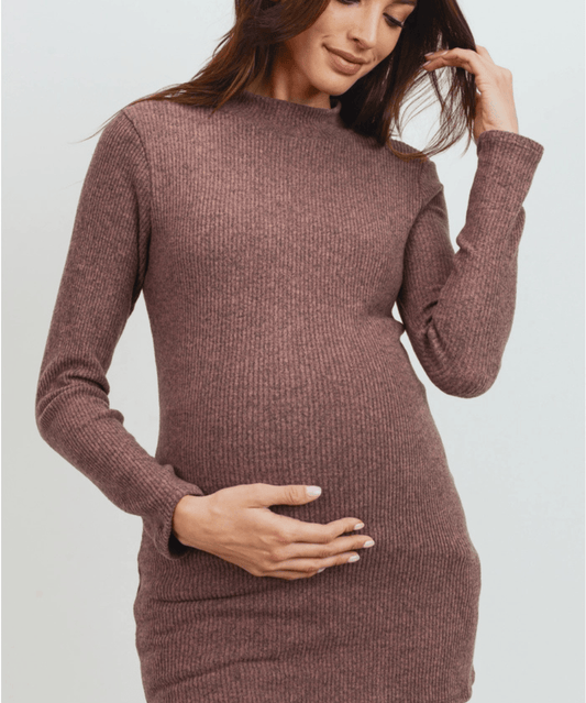 Mock Neck Long Sleeve Maternity Ribbed Top Hello Miz Preggi Central Maternity Shop