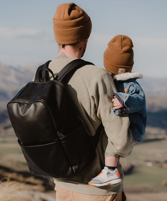 Multitasker Nappy Backpack - Black Vegan Leather OiOi Other 9328046010502 Preggi Central Maternity Shop