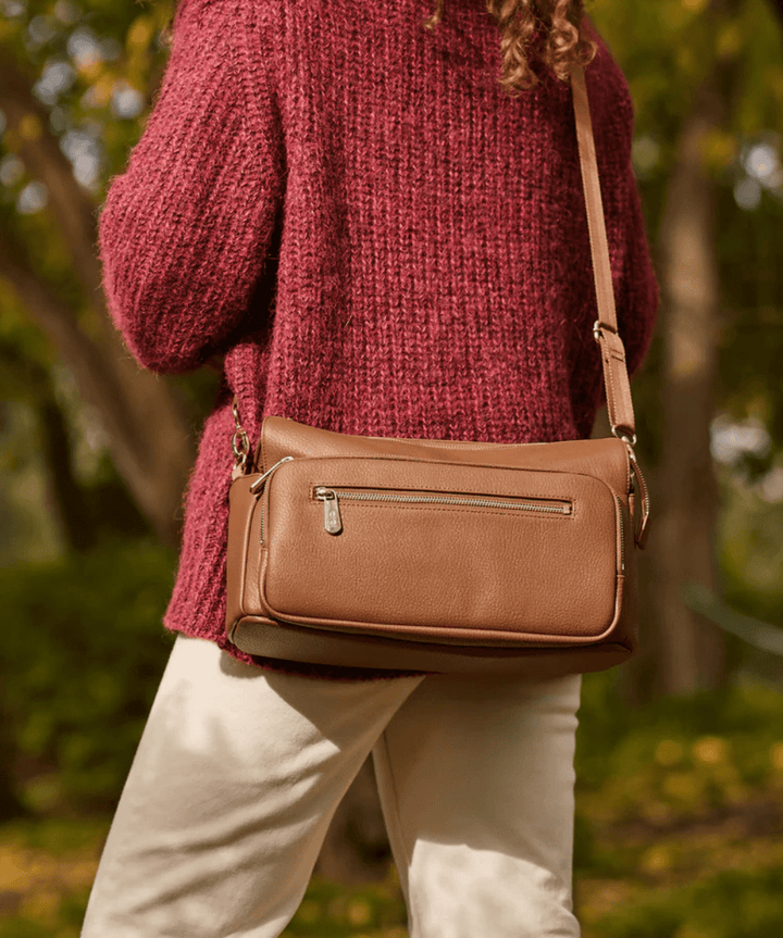 Multitasker Pram Caddy - Chestnut Brown Vegan Leather OiOi Other Preggi Central Maternity Shop