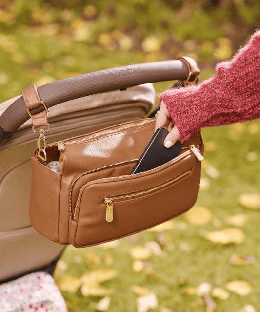 Multitasker Pram Caddy - Chestnut Brown Vegan Leather OiOi Other Preggi Central Maternity Shop