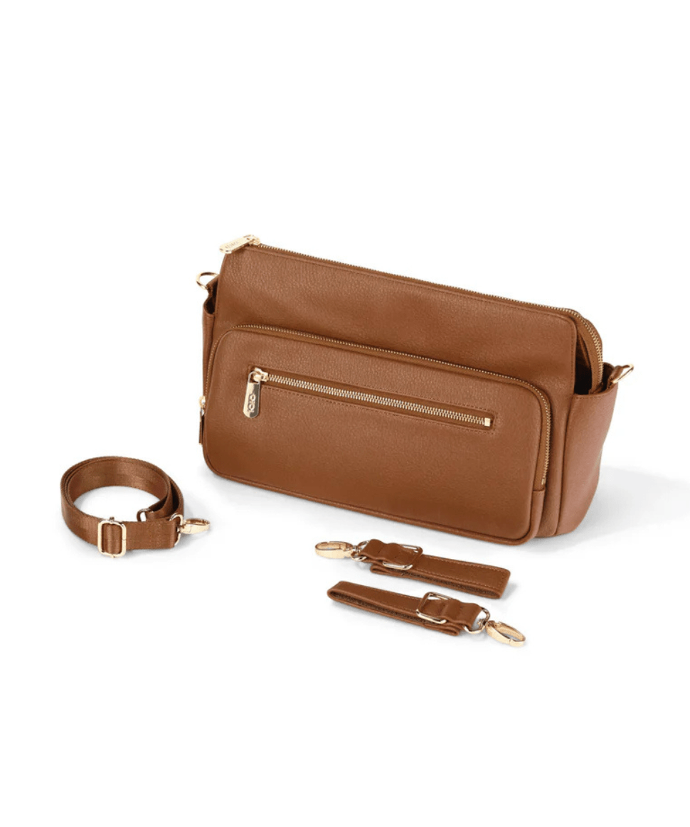 Multitasker Pram Caddy - Chestnut Brown Vegan Leather OiOi Other Preggi Central Maternity Shop