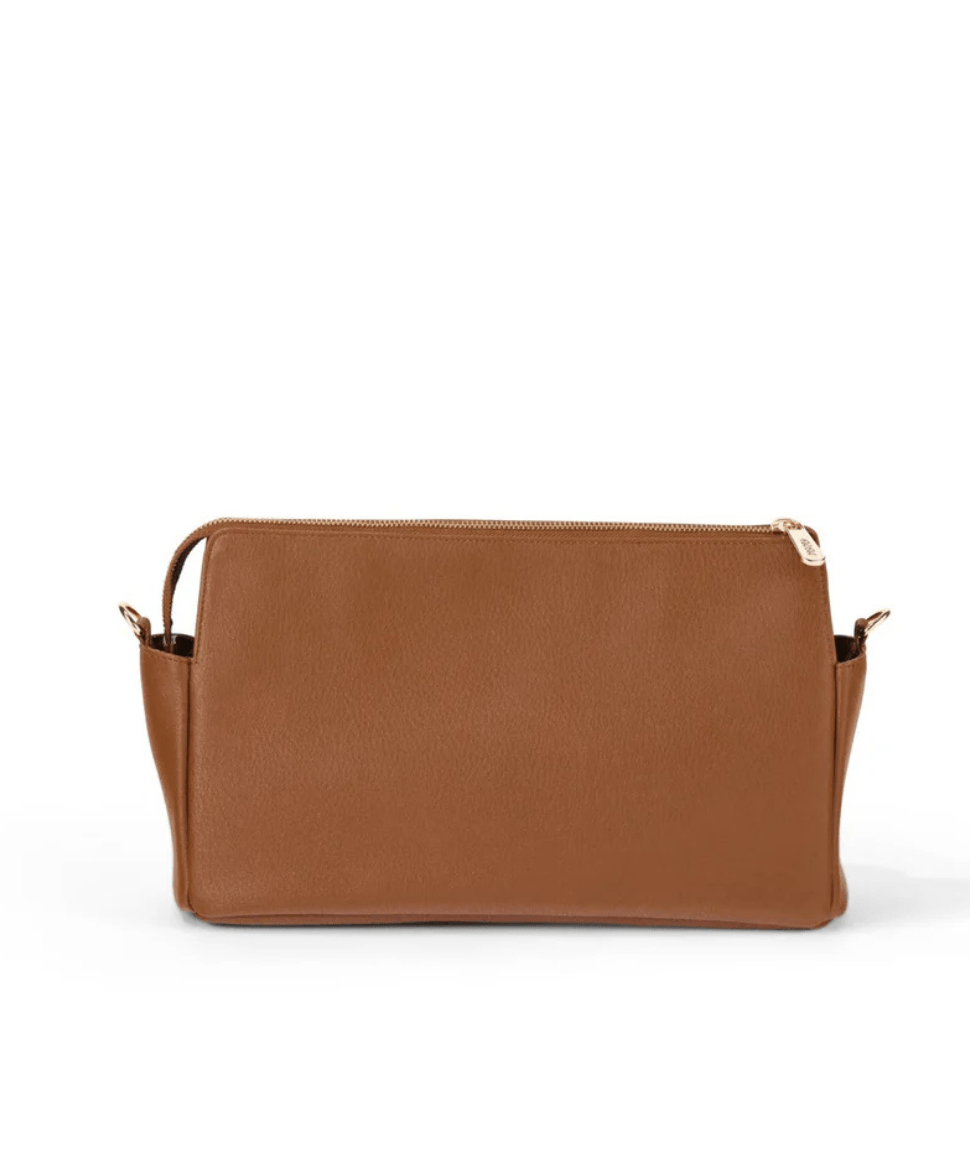 Multitasker Pram Caddy - Chestnut Brown Vegan Leather OiOi Other Preggi Central Maternity Shop